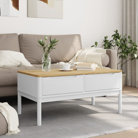vidaXL Salontafel FLORO 99x55,5x45 cm massief grenenhout wit afbeelding3 - 1