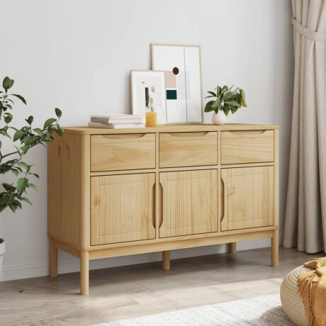 vidaXL Dressoir FLORO 114x43x74 cm massief grenenhout wasbruin afbeelding3 - 1