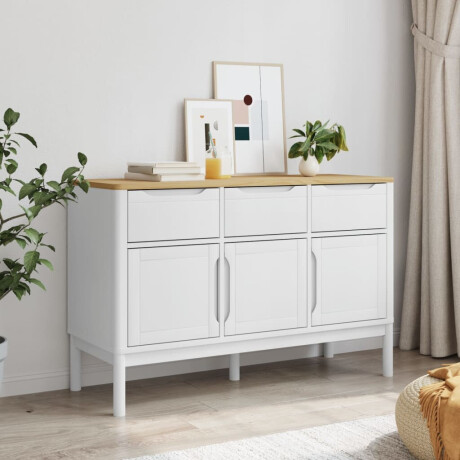 vidaXL Dressoir FLORO 114x43x74 cm massief grenenhout wit afbeelding3 - 1