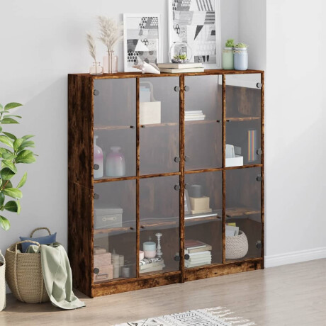 vidaXL Boekenkast met deuren 136x37x142 cm hout gerookt eikenkleurig afbeelding3 - 1