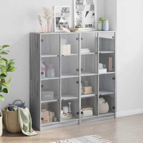 vidaXL Boekenkast met deuren 136x37x142 cm hout grijs sonoma eiken afbeelding3 - 1