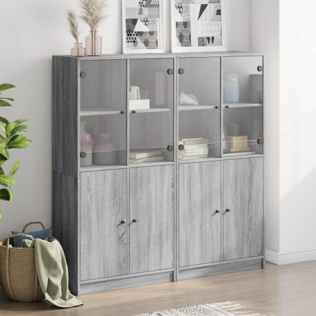 vidaXL Boekenkast met deuren 136x37x142 cm hout grijs sonoma eiken afbeelding3 - 1