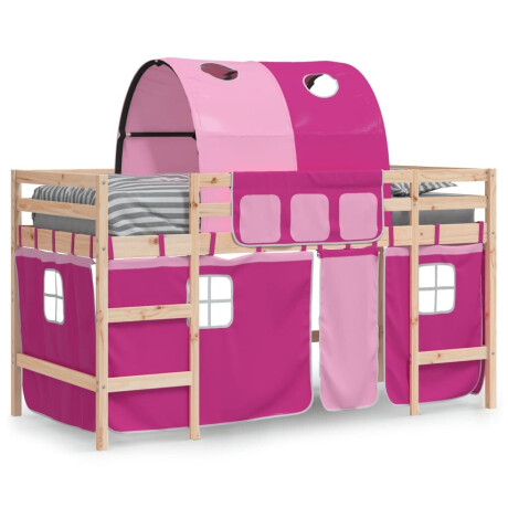 vidaXL Kinderhoogslaper met tunnel 80x200 cm massief grenenhout roze afbeelding3 - 1