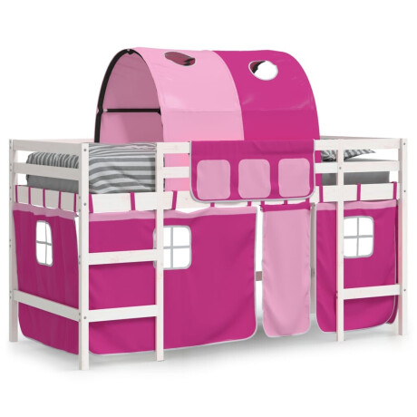 vidaXL Kinderhoogslaper met tunnel 80x200 cm massief grenenhout roze afbeelding3 - 1