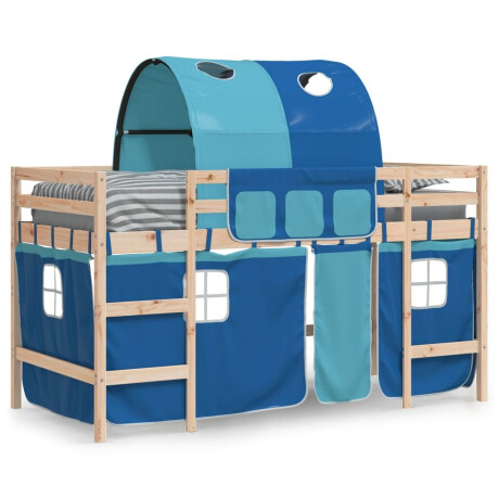 vidaXL Kinderhoogslaper met tunnel 90x190 cm massief grenenhout blauw afbeelding3 - 1