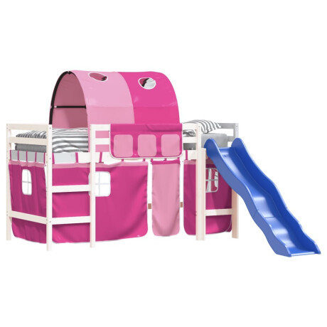 vidaXL Kinderhoogslaper met tunnel 90x190 cm massief grenenhout roze afbeelding3 - 1