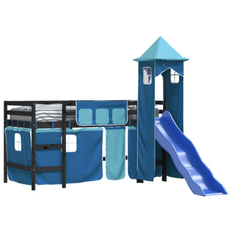vidaXL Kinderhoogslaper met toren 80x200 cm massief grenenhout blauw afbeelding3 - 1