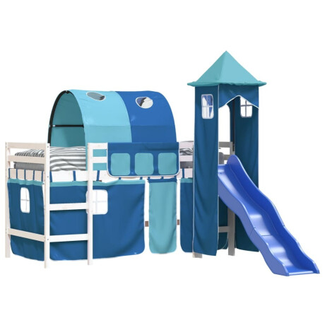 vidaXL Kinderhoogslaper met toren 80x200 cm massief grenenhout blauw afbeelding3 - 1