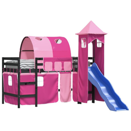 vidaXL Kinderhoogslaper met toren 80x200 cm massief grenenhout roze afbeelding3 - 1