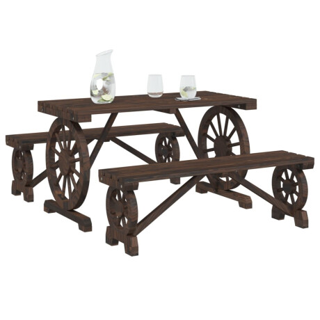 vidaXL 3-delige Tuinset massief vurenhout afbeelding3 - 1