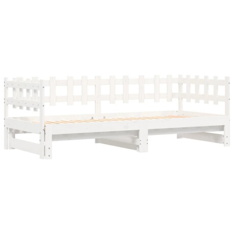 vidaXL Slaapbank uitschuifbaar 2x(80x200) cm massief grenenhout wit afbeelding3 - 1