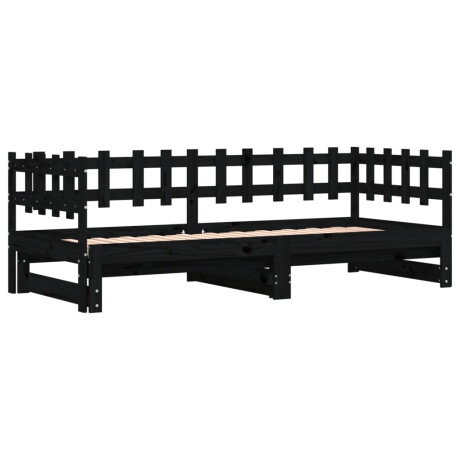 vidaXL Slaapbank uitschuifbaar 2x(80x200) cm massief grenenhout zwart afbeelding3 - 1