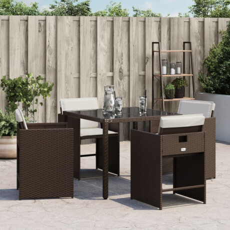 vidaXL Tuinstoelen 4 st met kussens poly rattan bruin afbeelding3 - 1
