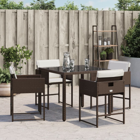 vidaXL Tuinstoelen 4 st met kussens poly rattan bruin afbeelding3 - 1