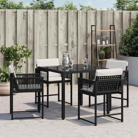 vidaXL Tuinstoelen 4 st met kussens poly rattan zwart afbeelding3 - 1