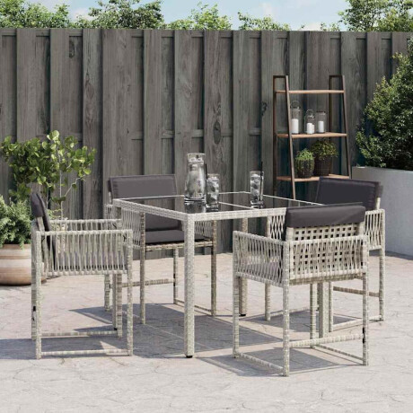 vidaXL Tuinstoelen 4 st met kussens poly rattan lichtgrijs afbeelding3 - 1