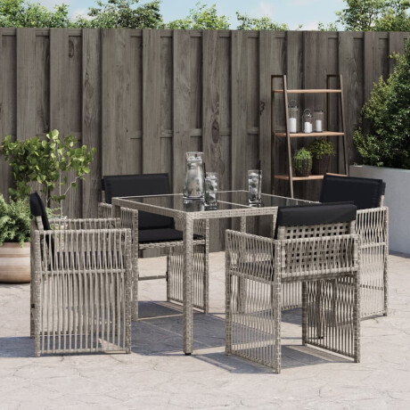vidaXL Tuinstoelen 4 st met kussens poly rattan lichtgrijs afbeelding3 - 1