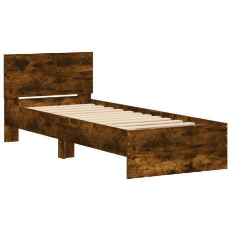 vidaXL Bedframe met hoofdbord en LED gerookt eikenkleurig 90x190 cm afbeelding3 - 1