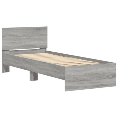 vidaXL Bedframe met hoofdbord en LED grijs sonoma eikenkleur 90x190 cm afbeelding3 - 1