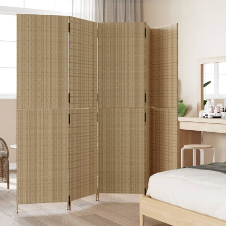vidaXL Kamerscherm 5 panelen poly rattan beige afbeelding3 - 1