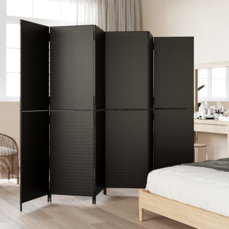 vidaXL Kamerscherm 6 panelen poly rattan zwart afbeelding3 - 1