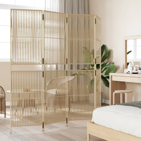 vidaXL Kamerscherm 4 panelen poly rattan beige afbeelding3 - 1
