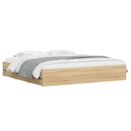 vidaXL Bedframe met lades bewerkt hout sonoma eikenkleurig 200x200 cm afbeelding3 - 1