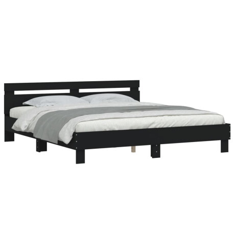 vidaXL Bedframe met hoofdeinde bewerkt hout zwart 200x200 cm afbeelding3 - 1