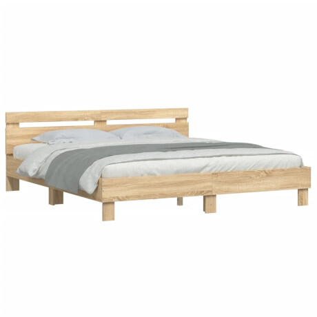 vidaXL Bedframe met hoofdeinde bewerkt hout sonoma eiken 200x200 cm afbeelding3 - 1