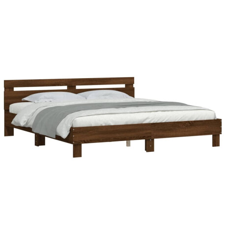vidaXL Bedframe met hoofdeinde bewerkt hout bruineikenkleur 200x200 cm afbeelding3 - 1