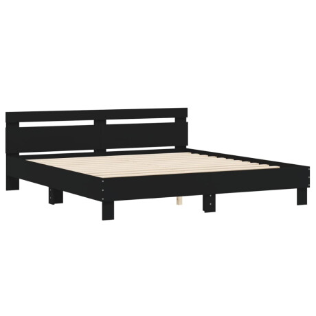 vidaXL Bedframe met hoofdbord bewerkt hout zwart 160x200 cm afbeelding3 - 1