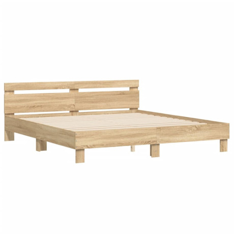 vidaXL Bedframe met hoofdbord sonoma eikenkleurig 160x200 cm afbeelding3 - 1