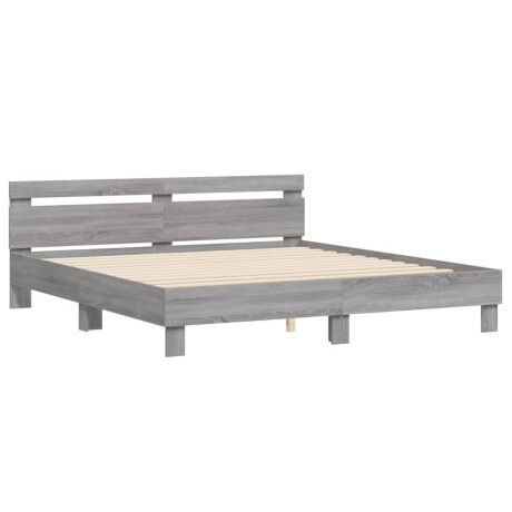 vidaXL Bedframe met hoofdeinde bewerkt hout grijs sonoma 160x200 cm afbeelding3 - 1