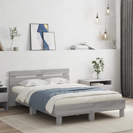 vidaXL Bedframe met hoofdeinde bewerkt hout grijs sonoma 120x200 cm afbeelding3 - 1
