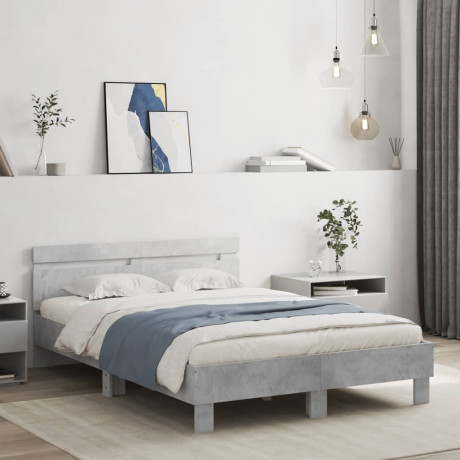 vidaXL Bedframe met hoofdeinde en LED betongrijs 120x200 cm afbeelding3 - 1