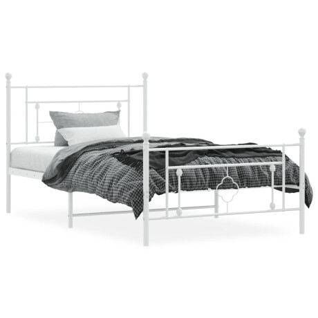 vidaXL Bedframe met hoofd- en voeteneinde metaal wit 107x203 cm afbeelding3 - 1
