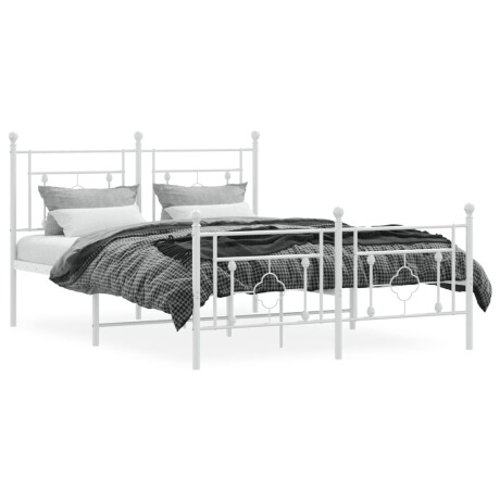 vidaXL Bedframe met hoofd- en voeteneinde metaal wit 135x190 cm afbeelding3 - 1