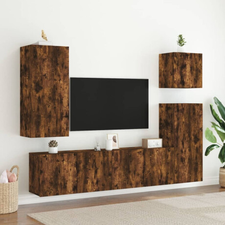 vidaXL Tv-meubels 2 st wandgemonteerd 80x30x41 cm gerookt eikenkleurig afbeelding3 - 1