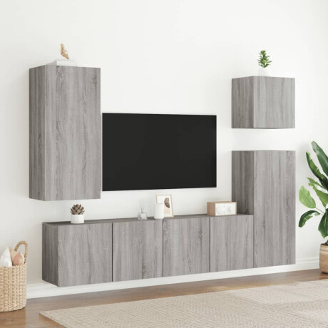 vidaXL Tv-meubels 2 st wandgemonteerd 80x30x41 cm grijs sonoma eiken afbeelding3 - 1
