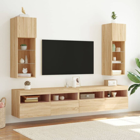 vidaXL Tv-meubels met LED-verlichting 2 st 30,5x30x90 cm sonoma eiken afbeelding3 - 1