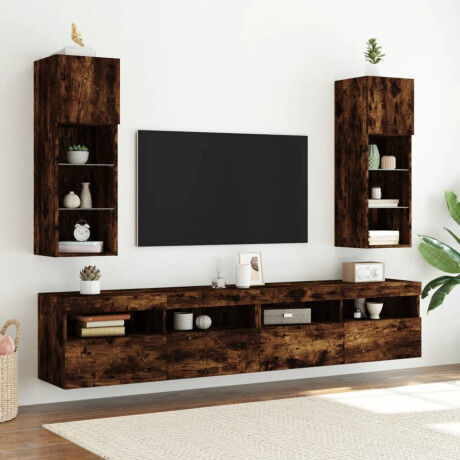 vidaXL Tv-meubels met LED-verlichting 2 st 30,5x30x90 cm gerookt eiken afbeelding3 - 1