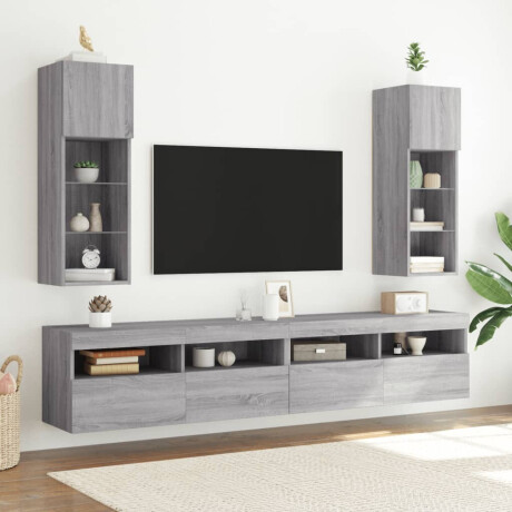 vidaXL Tv-meubel met LED-verlichting 30,5x30x90 cm grijs sonoma eiken afbeelding3 - 1