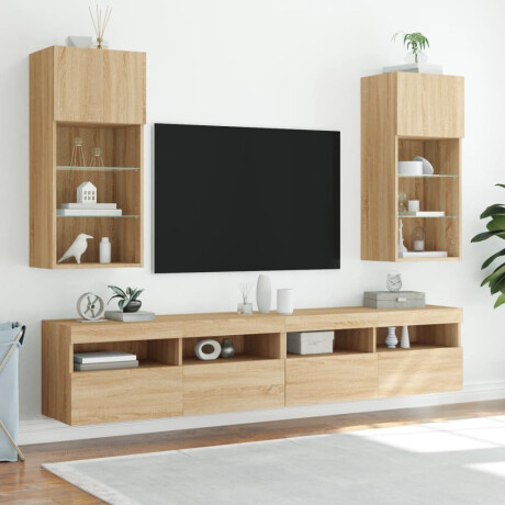 vidaXL Tv-meubels met LED-verlichting 2 st 40,5x30x90 cm sonoma eiken afbeelding3 - 1