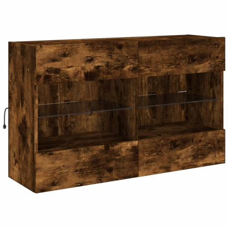 vidaXL Tv-wandmeubel met LED-verlichting 98,5x30x60,5 cm gerookt eiken afbeelding3 - 1