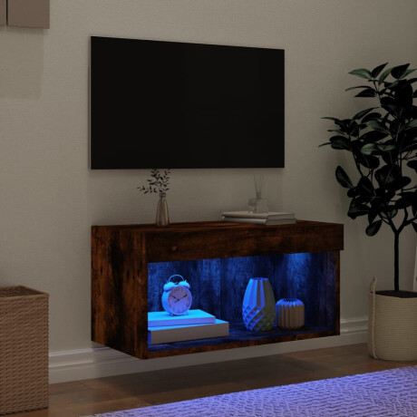 vidaXL Tv-meubel met LED-verlichting 60x30x30 cm gerookt eikenkleurig afbeelding3 - 1