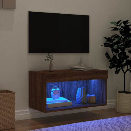 vidaXL Tv-meubel met LED-verlichting 60x30x30 cm bruin eikenkleur afbeelding3 - 1