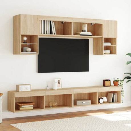 vidaXL Tv-meubels met LED-verlichting 2 st 100x30x30 cm sonoma eiken afbeelding3 - 1