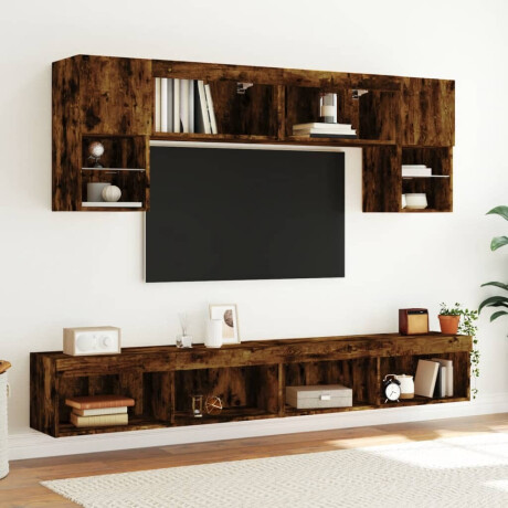vidaXL Tv-meubels met LED-verlichting 2 st 100x30x30 cm gerookt eiken afbeelding3 - 1