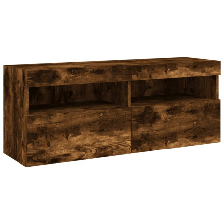 vidaXL Tv-wandmeubel met LED-verlichting 100x30x40 cm gerookt eiken afbeelding3 - 1