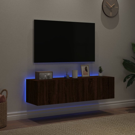 vidaXL Tv-wandmeubelen met LED-verlichting 2 st 60x35x31 cm bruineiken afbeelding3 - 1